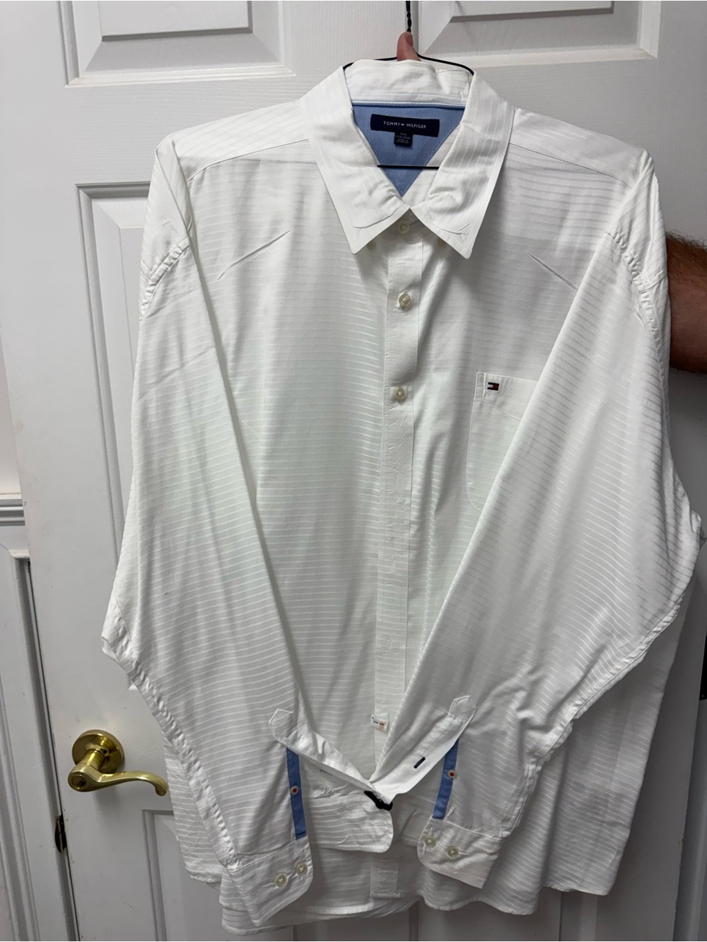 Tommy Hilfiger White Subtle-Stripe Dress Shirt